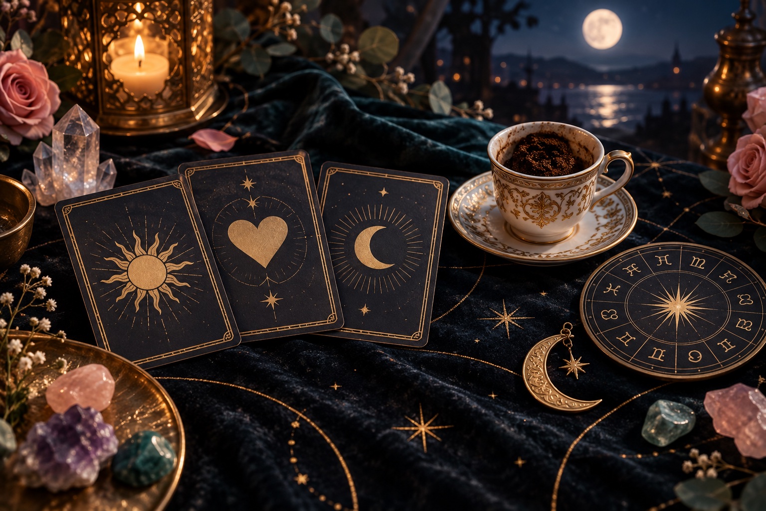 Tarot, coffee reading and horoscope artwork for Falio